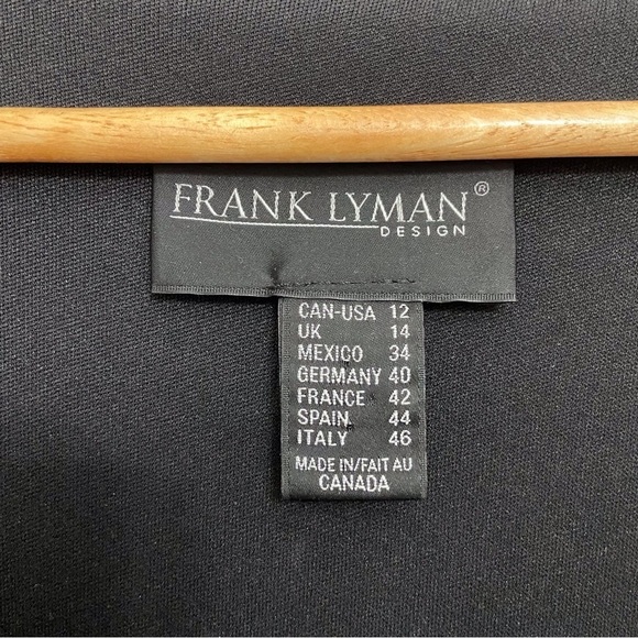 Frank Lyman black dress wrap beaded silver studd 3/4 sleeves flattering noir 12 - Picture 2 of 16